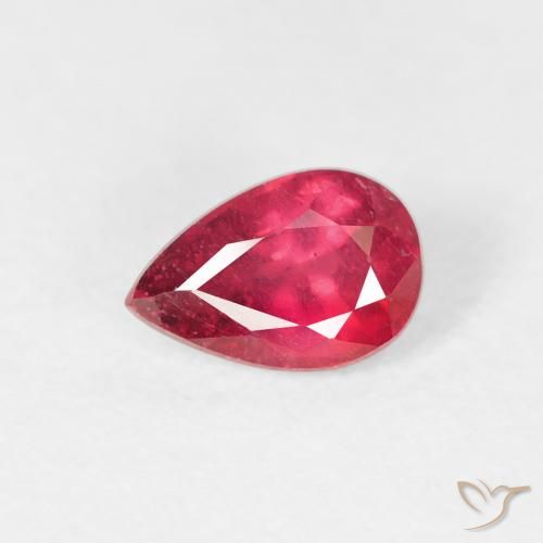Rubi Carmesim Profundo Natural 0.71ct, Formato de pêra, VS-SI