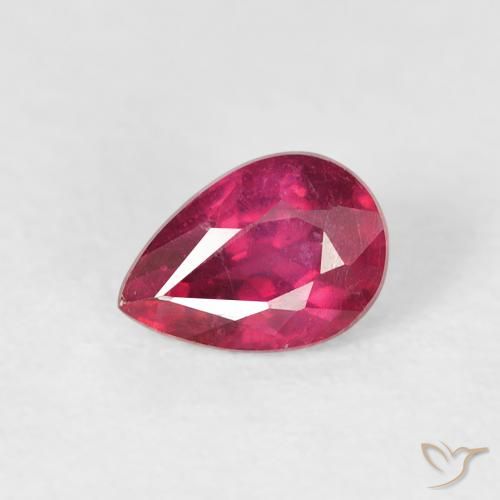 Rubi Vermelho rosado Natural 0.66ct, Formato de pêra, VS-SI