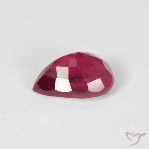 Rubi Vermelho rosado Natural 0.66ct, Formato de pêra, VS-SI