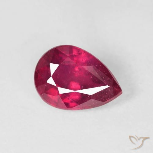 Rubi Medium Dark-Red Natural 1.12ct, Formato de pêra, VS-SI