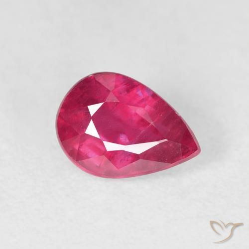 Rubi Luz vermelha Natural 1.22ct, Formato de pêra, VS-SI