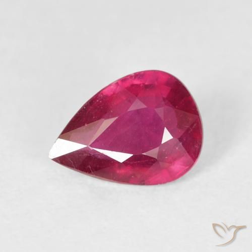 Rubi Vermelho rosado Natural 1.14ct, Formato de pêra, VS-SI