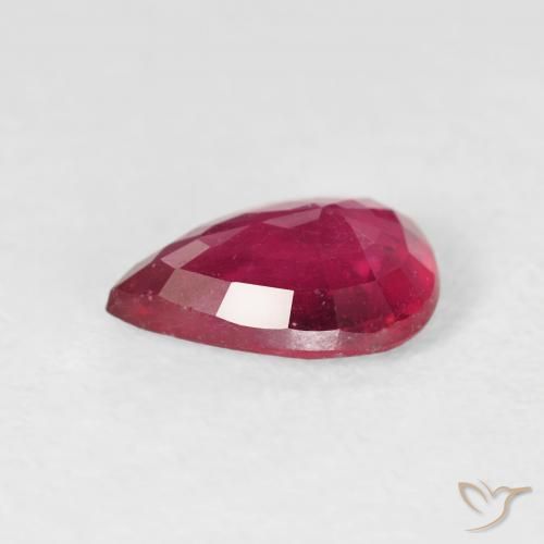Rubi Vermelho rosado Natural 1.14ct, Formato de pêra, VS-SI