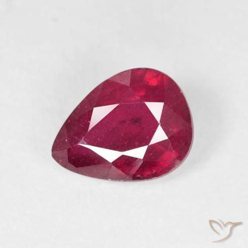 1.58ct Natural Medium Dark-Red Rubi, Formato de pêra, VS-SI