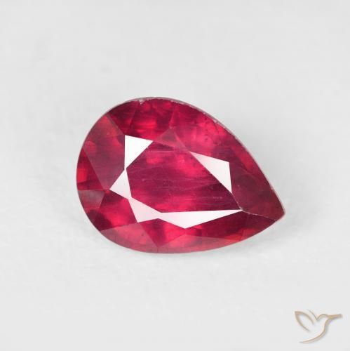 Rubi Medium Dark-Red Natural 1.86ct, Formato de pêra, VS-SI