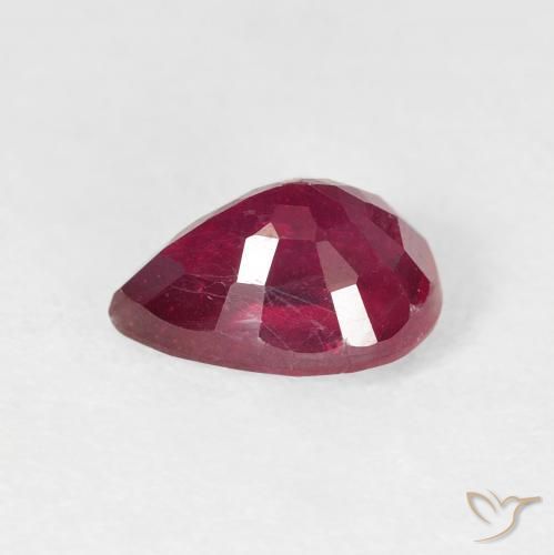 Rubi Medium Dark-Red Natural 1.86ct, Formato de pêra, VS-SI