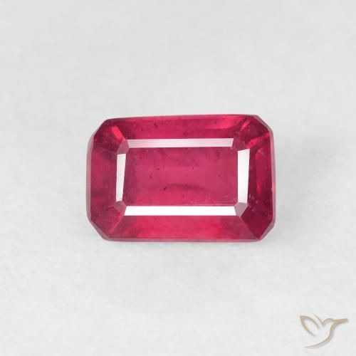 0.98ct Natural vermelho médio Rubi, Corte Esmeralda, VS