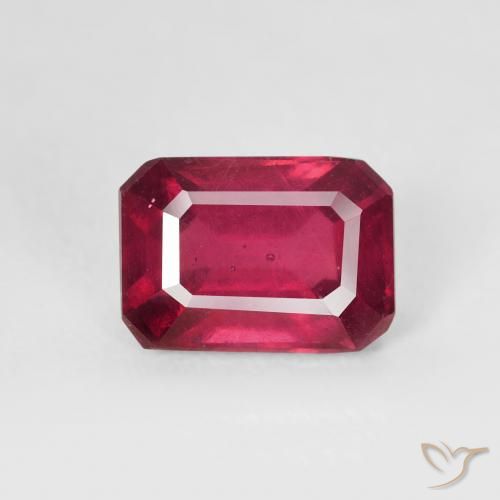 1.49ct Natural Vermelho escuro Rubi, Corte Esmeralda, VS
