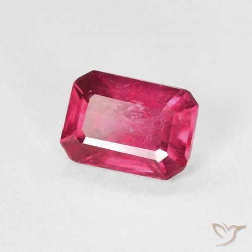 Rubi Rosa Avermelhado Profundo Natural 1.08ct, Corte Octógono / Esmeralda, VS