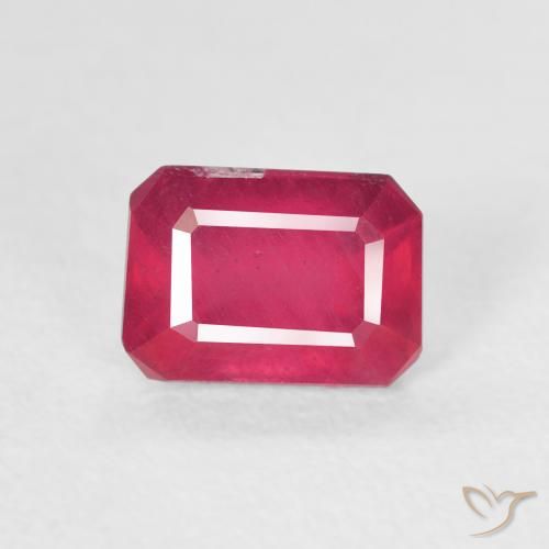 1.50ct Natural Luz vermelha Rubi, Corte Esmeralda, SI