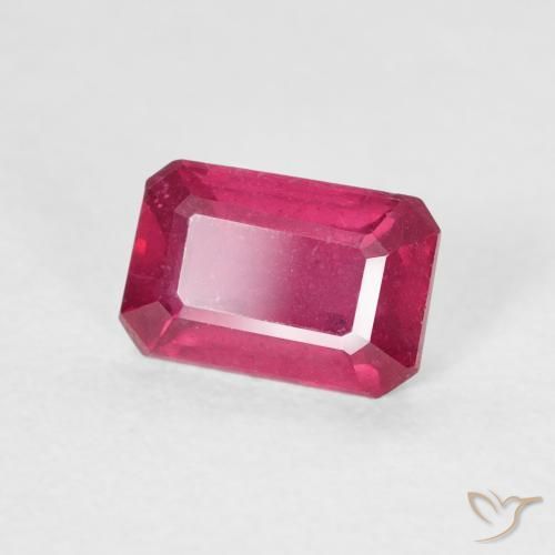 Rubi Rosa Avermelhado Profundo Natural 1.08ct, Corte Octógono / Esmeralda, VS