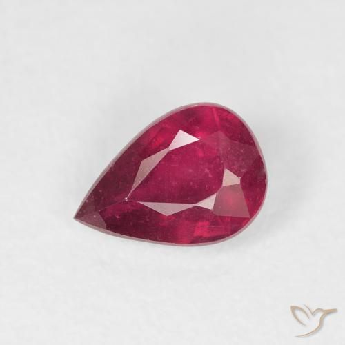 Rubi Medium Dark-Red Natural 1.03ct, Formato de pêra, VS-SI