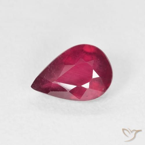 Rubi Rosa Avermelhado Profundo Natural 0.97ct, Formato de pêra, VS-SI