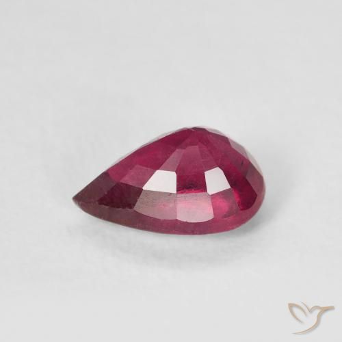 Rubi Rosa Avermelhado Profundo Natural 1.02ct, Formato de pêra, VS-SI