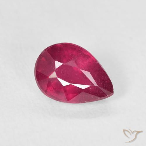 Rubi Rosa Avermelhado Profundo Natural 1.11ct, Formato de pêra, VS-SI