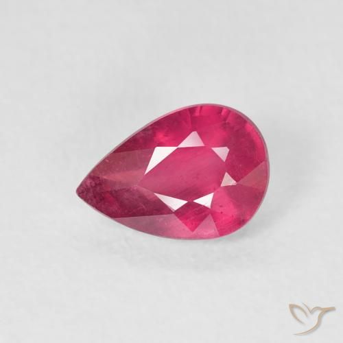 0.95ct Natural Medium Dark-Red Rubi, Formato de pêra, VS-SI