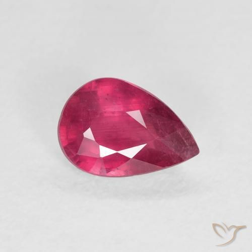 Rubi Medium Dark-Red Natural 0.95ct, Formato de pêra, VS-SI