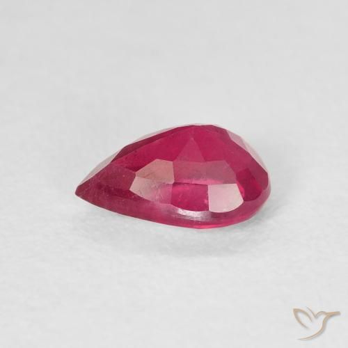 Rubi Medium Dark-Red Natural 0.95ct, Formato de pêra, VS-SI