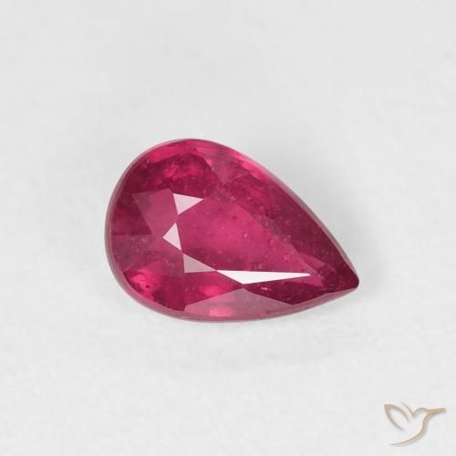 Rubi Vermelho rosado Natural 0.94ct, Formato de pêra, VS-SI