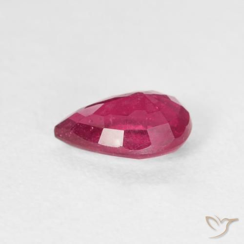 Rubi Vermelho rosado Natural 0.94ct, Formato de pêra, VS-SI