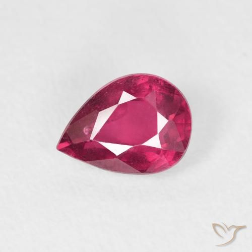 0.91ct Natural rosa avermelhado Rubi, Formato de pêra, VS-SI