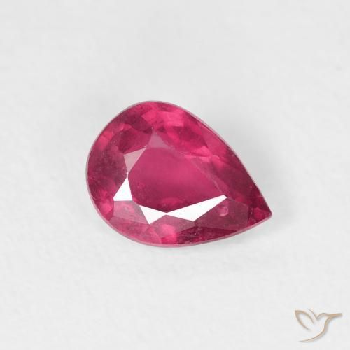 Rubi rosa avermelhado Natural 0.91ct, Formato de pêra, VS-SI