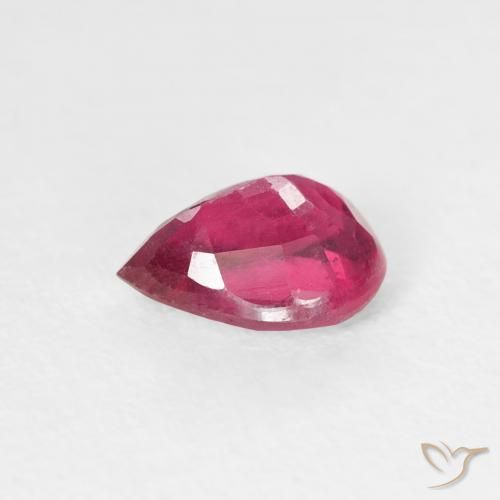 Rubi rosa avermelhado Natural 0.91ct, Formato de pêra, VS-SI