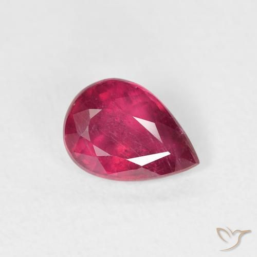 Rubi Rosa Avermelhado Profundo Natural 0.94ct, Formato de pêra, VS-SI