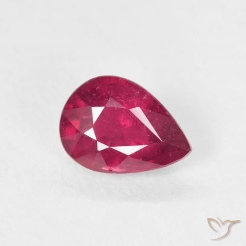 1.02ct Natural Medium Dark-Red Rubi, Formato de pêra, VS-SI