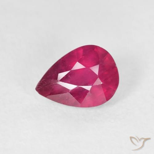 0.98ct Natural Jam Red Rubi, Formato de pêra, VS-SI