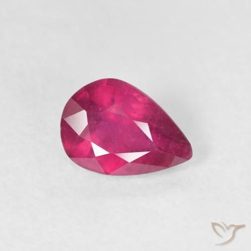 Rubi Luz vermelha Natural 0.87ct, Formato de pêra, VS-SI