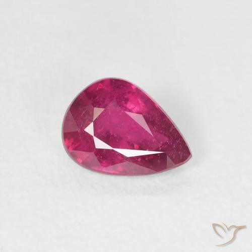 Rubi Luz vermelha Natural 0.84ct, Formato de pêra, VS-SI