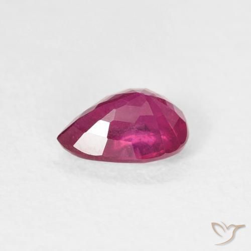 Rubi Luz vermelha Natural 0.84ct, Formato de pêra, VS-SI