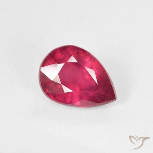 Rubi Carmesim Profundo Natural 1.06ct, Formato de pêra, VS-SI
