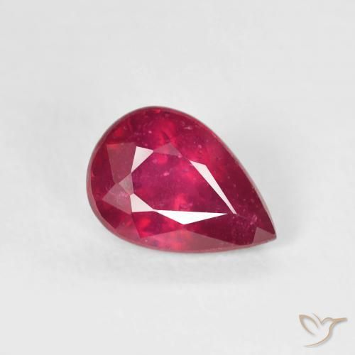 1.11ct Natural rosa avermelhado Rubi, Formato de pêra, VS-SI