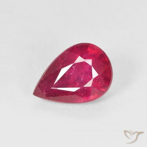 Rubi rosa avermelhado Natural 1.11ct, Formato de pêra, VS-SI