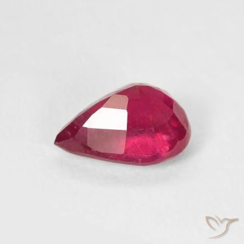 Rubi rosa avermelhado Natural 1.11ct, Formato de pêra, VS-SI