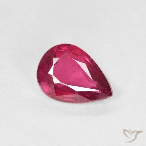 Rubi Luz vermelha Natural 0.86ct, Formato de pêra, VS-SI