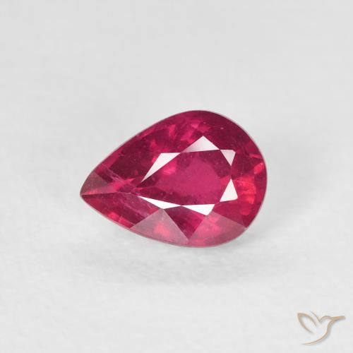 0.93ct Natural Vermelho rosado Rubi, Formato de pêra, VS-SI