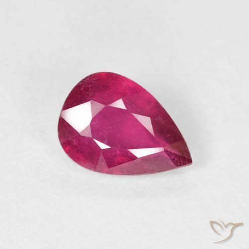 0.93ct Natural Luz vermelha Rubi, Formato de pêra, VS-SI