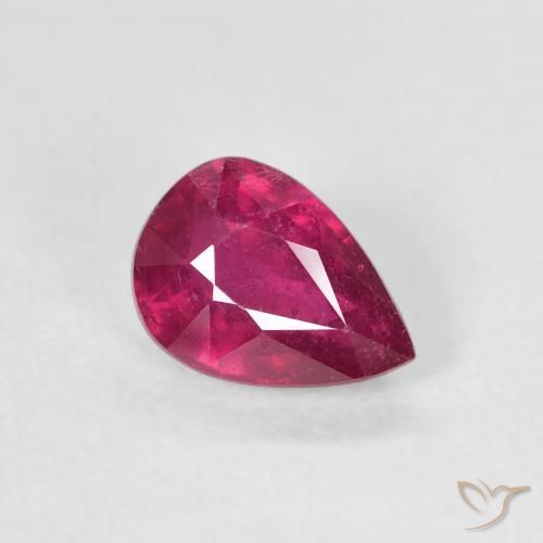 Rubi Luz vermelha Natural 1.08ct, Formato de pêra, VS-SI