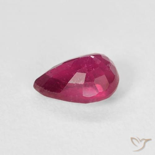 Rubi Luz vermelha Natural 1.08ct, Formato de pêra, VS-SI