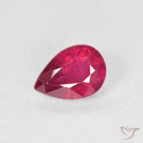 0.85ct Natural Vermelho rosado Rubi, Formato de pêra, VS-SI