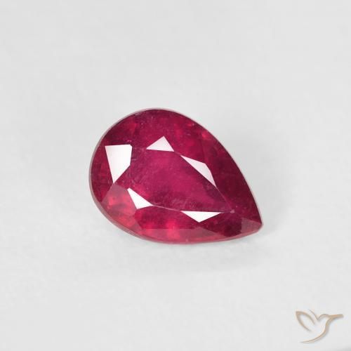 Rubi Vermelho rosado Natural 0.85ct, Formato de pêra, VS-SI