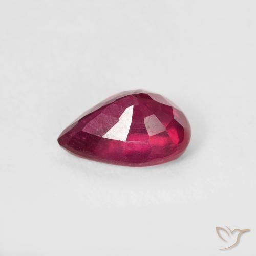 Rubi Vermelho rosado Natural 0.85ct, Formato de pêra, VS-SI