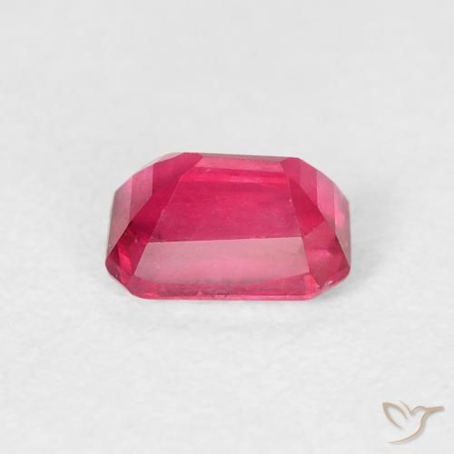 Rubi Vermelho rosado Natural 0.98ct, Corte Octógono / Esmeralda, VS