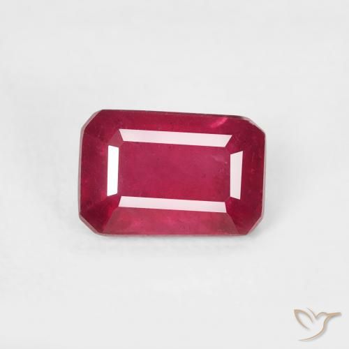 0.99ct Natural vermelho médio Rubi, Corte Esmeralda, VS
