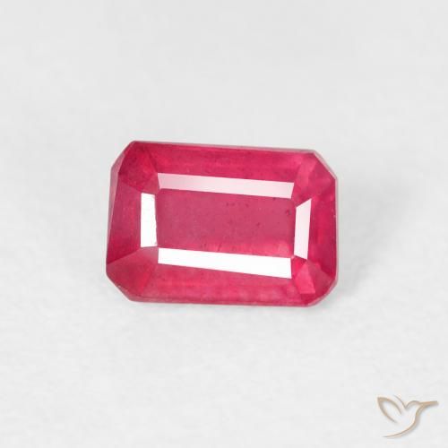 0.87ct Natural vermelho médio Rubi, Corte Esmeralda, VS