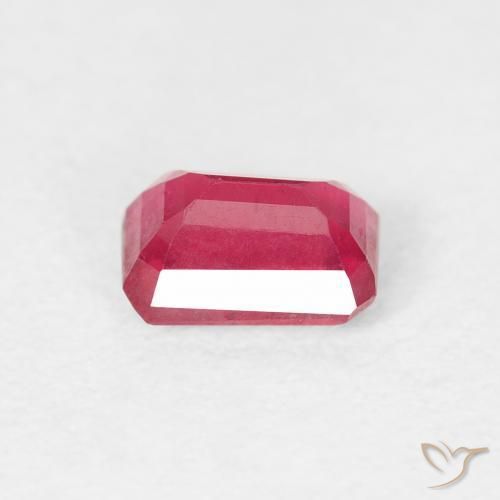 Rubi vermelho médio Natural 0.87ct, Corte Octógono / Esmeralda, VS