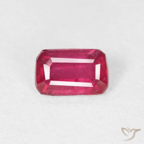 0.67ct Natural Luz vermelha Rubi, Corte Esmeralda, VS